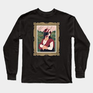 Moto Lisa // Funny Motocross Mona Lisa Parody Long Sleeve T-Shirt